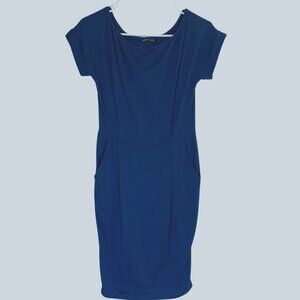 SHEIN Blue Midi Slim Fit Short Sleeve Dress Size S
